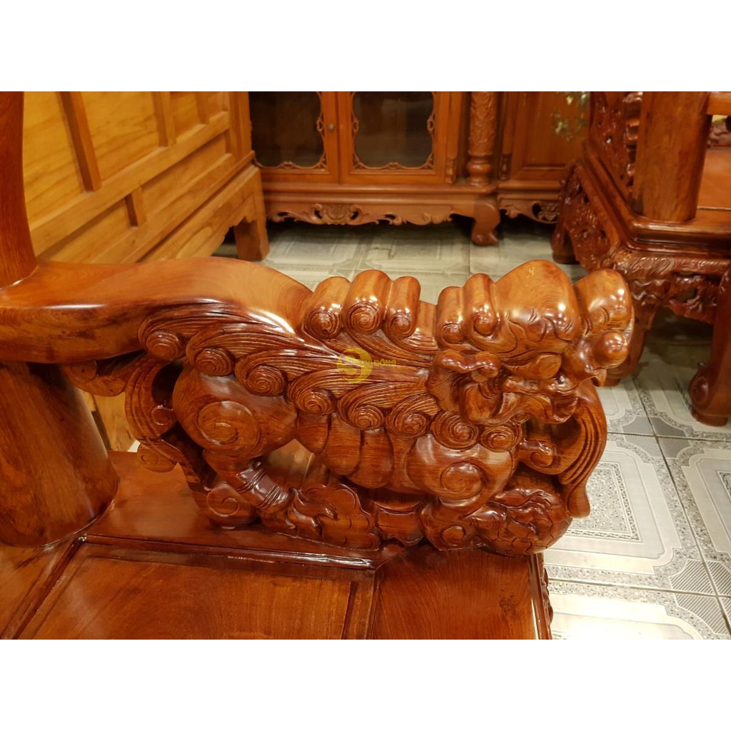 Bộ bàn ghế nghê đỉnh gỗ hương việt nam tay 14
