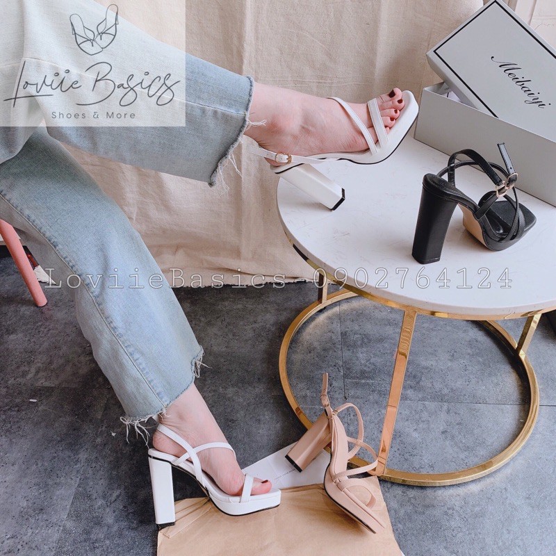 SANDAL CAO GÓT 12CM LOVIIEBASICS - SANDAL ĐẾ ĐÚP 11P QUAI MẢNH - GIÀY CAO GÓT 11CM ĐÚP ĐẾ  TRỤ - G201046