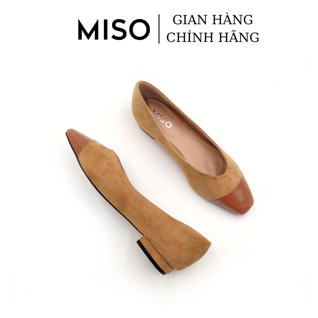 Giày búp bê nữ basic mũi vuông trendy phối màu mới lạ độc đáo gót cao 2cm đi làm đi chơi MISO M011