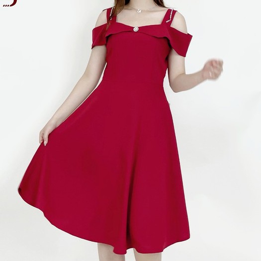 [Mã WASTMAY giảm 15% tối đa 30K đơn 150K] Đầm dáng xòe trễ vai EMVY - V39 | BigBuy360 - bigbuy360.vn