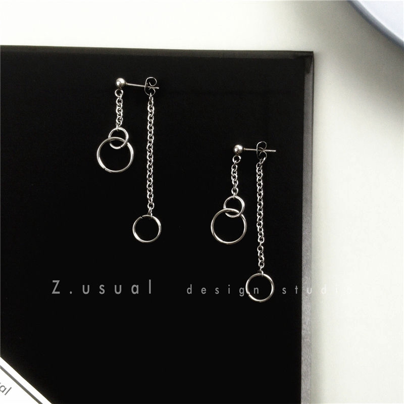 Khuyên Tai Thời Trang Dáng Dài Mặt Hình Tròn Phong Cách Hip Hop Cá Tính