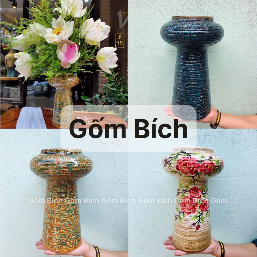 Bình Hoa Dáng Búp Bê Men Sắc Màu - Gốm Sứ Bát Tràng - Lọ Hoa decor