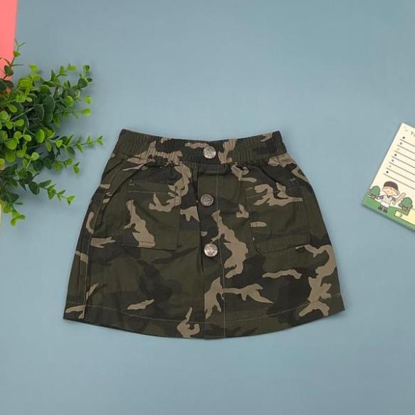 Chân Đầm kaki rằn ri cúc size 3/7 Chất vải mềm mịn, mát, bé mặc thoải mái