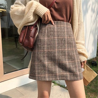 [Hàng Có Sẵn] Chân Váy Caro Lưng Cao Ôm Dáng Phong Cách Harajuku Hàn Quốc Cổ Điển Dễ Phối Đồ Thời Trang Cho Nữ