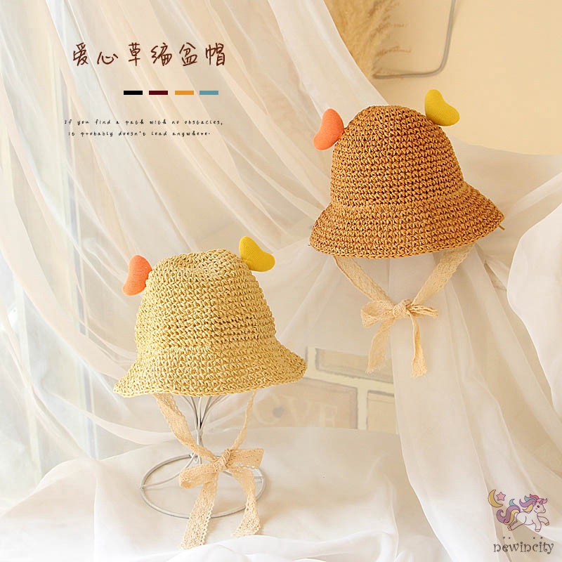 Mũ cói đi biển thoáng khí thời trang Hàn Quốc cho bé