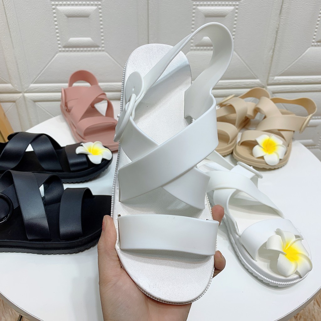 Giày Nữ GIÁ RẺ Sandal cơ bản CHỐNG NƯỚC Cao Su Quai Chéo 3G02