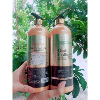 Cặp Dầu gội xả Biotin collagen hương mật ong JESCOAI 1000ml x2 Nhật