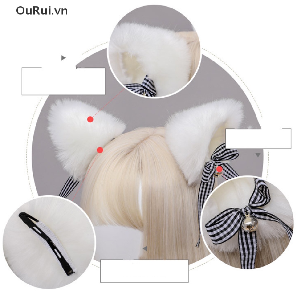 {RUI} Kẹp Tóc Tai Cáo Lông Xù Hình Tai Mèo Hóa Trang Lolita {OuRui.vn}