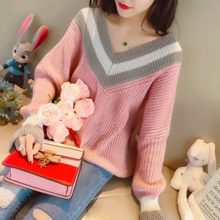 [Order] Áo len cổ V dáng rộng