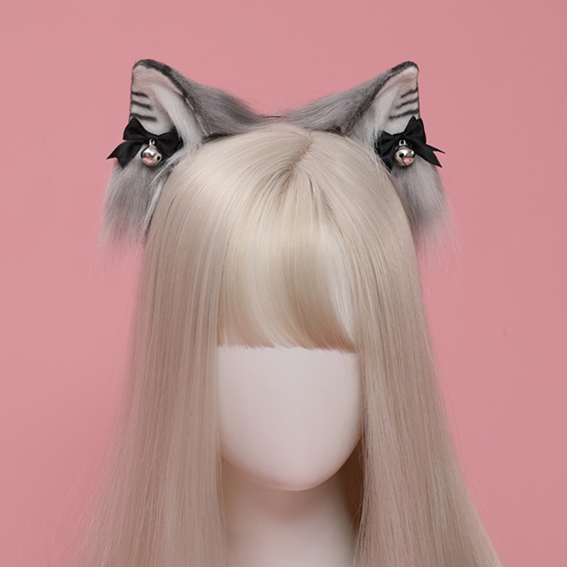 Băng Đô Tai Mèo Bông Có Chuông Hóa Trang Cho Nữ