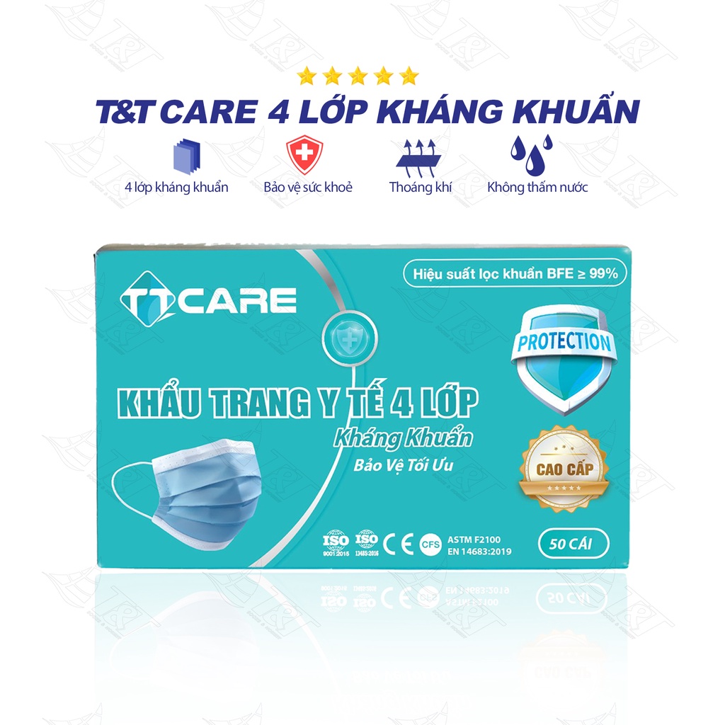 Khẩu trang y tế TT CARE 4 lớp kháng khuẩn cao cấp Xuất Âu - Chính hãng DNTN Trịnh Chung