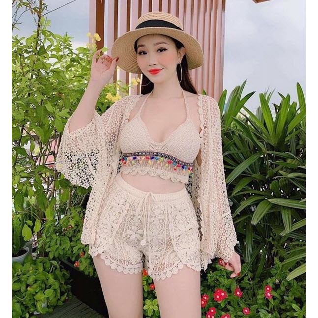 [Hàng Nhập] SET Bikini LEN MÓC Style Hàn quốc &quot;sang trọng _ tinh khôi #1406