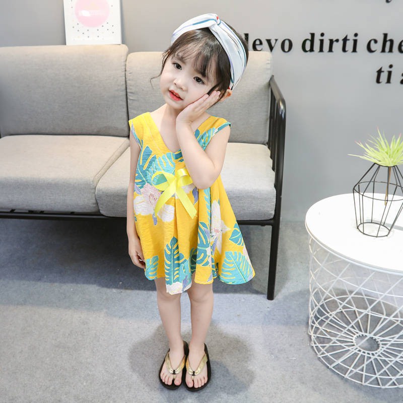 Đầm xòe 2 dây in hoa nhiều kiểu dáng thời trang cho bé 1-6 tuổi