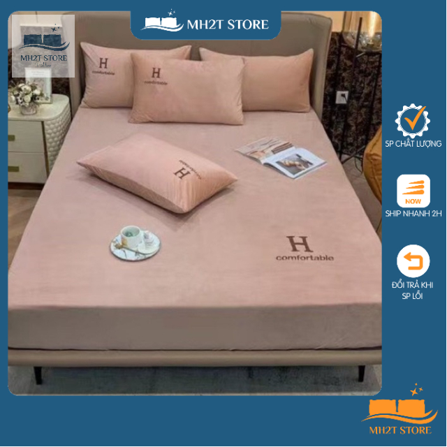 Ga gối nỉ nhung chữ H mềm mịn ấm áp cho mùa đông MH2T STORE