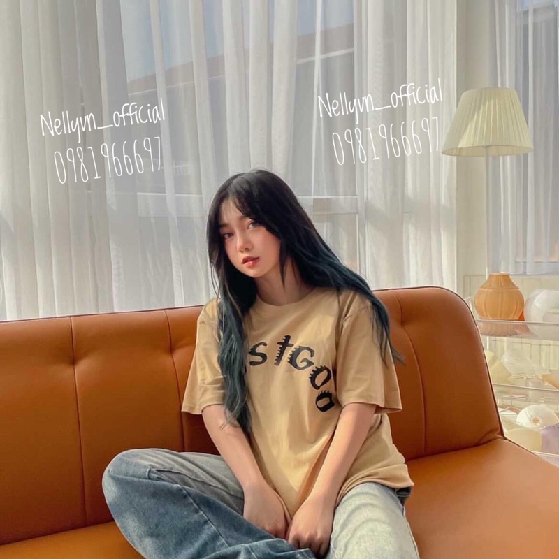 [FREESHIP](CÓ SẴN)HÀNG CHÍNH HÃNG áo thun NELLYHEYBIG unisex,áo thun dáng rộng idol Lisa Blackpink màu be mãBHYHDX68.