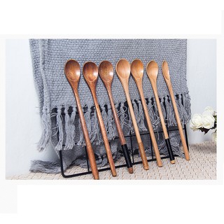 Muỗng thìa gỗ Nhật mini nhỏ nhắn xinh xắn cán dài có dây