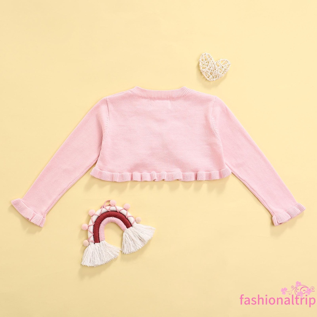 Áo Khoác Cardigan Dệt Kim Tay Dài Cổ Tròn Màu Sắc Đơn Giản Thời Trang Mùa Thu Dành Cho Bé Gái