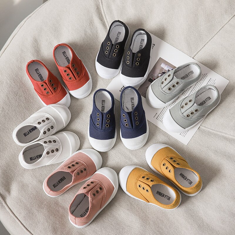 Giày vải canvas màu trơn kiểu mùa thu năng động dễ thương cho bé 2020