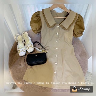Bán sỉ váy nâu cúc dọc
