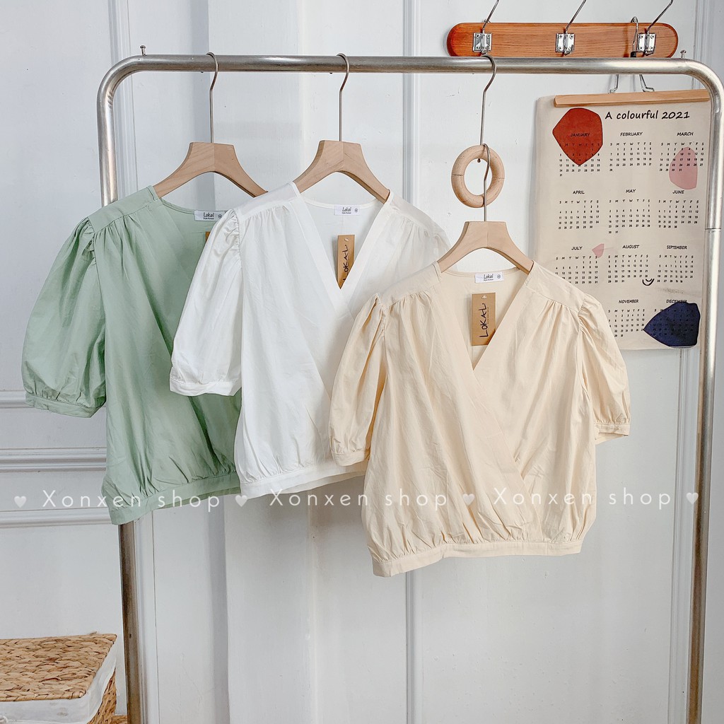 ÁO KIỂU NỮ áo kiểu chéo ngực dễ thương che khuyết điểm vòng eo XONXEN SHOP freesize mã 95