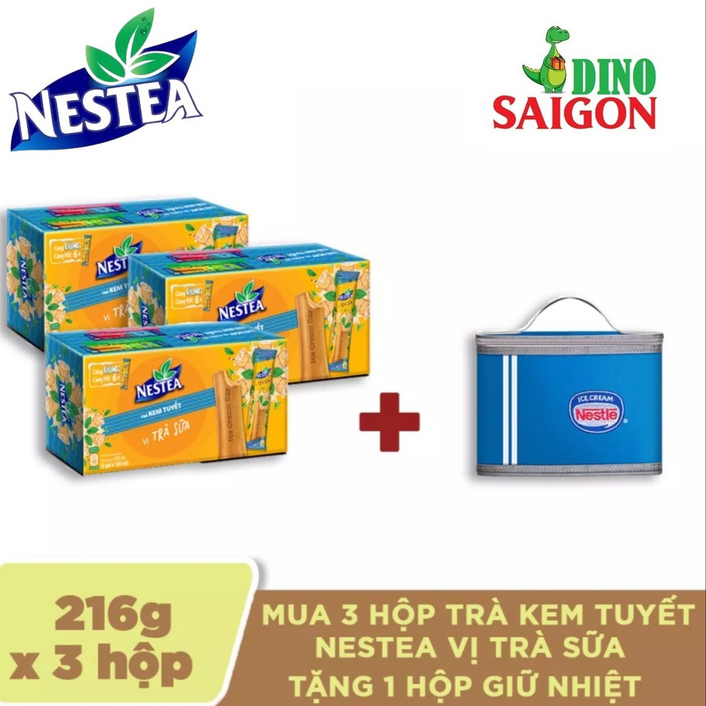 [Tặng 1 túi giữ nhiệt] Combo 3 Hộp trà kem tuyết Neseta 3 vị: trà chanh, trà sữa và mâm xôi & hoa atiso