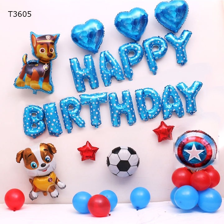 [Ảnh thật] Set trang trí sinh nhật bé trai TẶNG KÈM bơm bóng, keo dán tùy combo