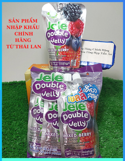 Nước Ép Trái Cây Thạch Jele Double Jelly Dâu và Jele Double Jelly Berry (Túi 3 bịch x 125g)