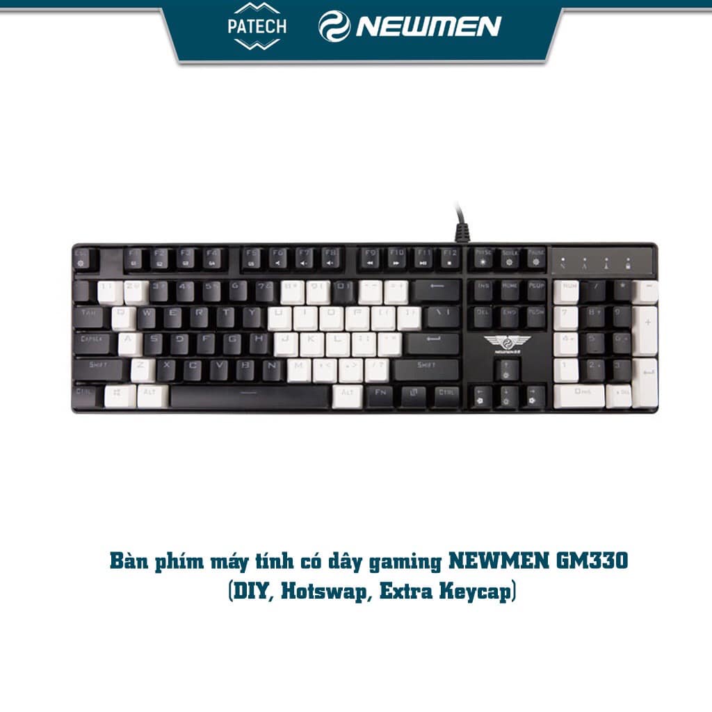 SIEU KHUYẾN MẠI Bàn phím cơ có dây gaming NEWMEN GM330, Hotswap, Keycap ABS Double-shot, LED đa chế độ xuyên phím, độ bề