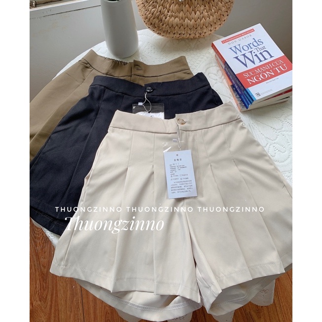 [ẢNH THẬT/VIDEO] Quần shorts nữ cạp khuy đứng xếp ống xòe Xinh Xắn
