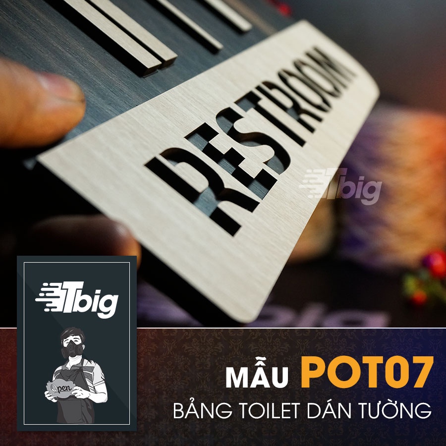 Bảng gỗ nhà vệ sinh sét 4 mẫu toilet - restroom - women men - nam nữ loại dán tường bằng keo 2 mặt