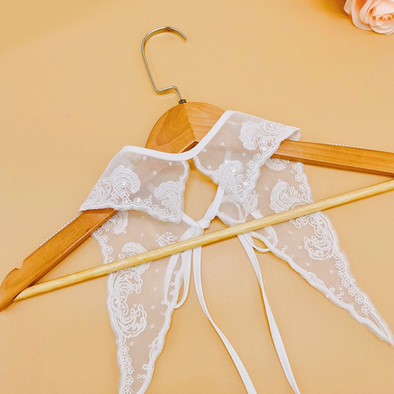 Khăn Choàng Cổ Ren Đính Kim Sa Hình Tam Giác Có Thể Tháo Rời Cho Nữ