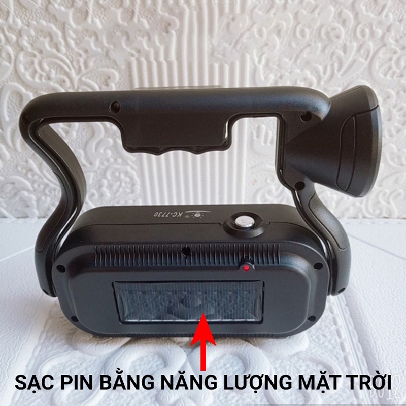 Đèn pin cầm tay siêu sáng KC 7730 năng lượng mặt trời, 3 chế độ chiếu sáng, có thể sạc điện, Giadungbpm