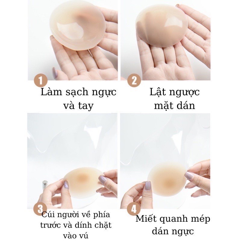 Miếng dán ngực silicon nhiệt tự thân không keo siêu dính E4