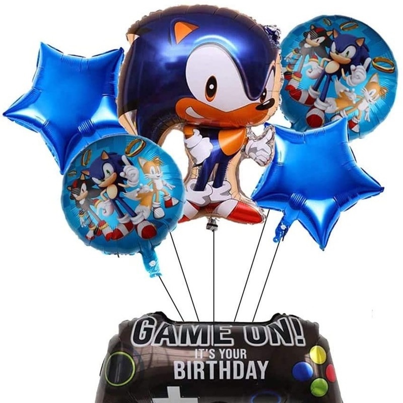 Set 6 Bong Bóng Lá Nhôm Chủ Đề Nhím Sonic Trang Trí Tiệc Sinh Nhật Cho Bé