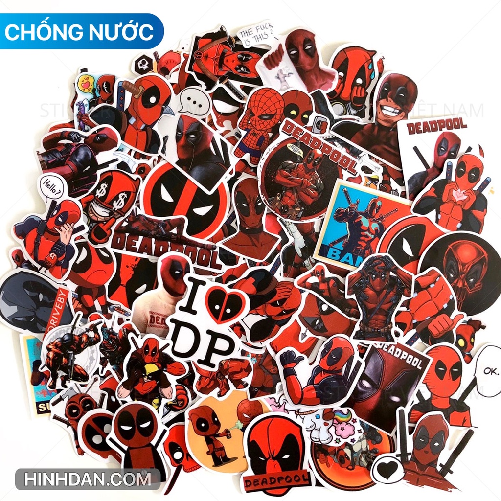 Sticker DEADPOOL Chống Nước Hình Dán Decal dán Trang Trí vali, xe, laptop, nón bảo hiểm, đàn guitar