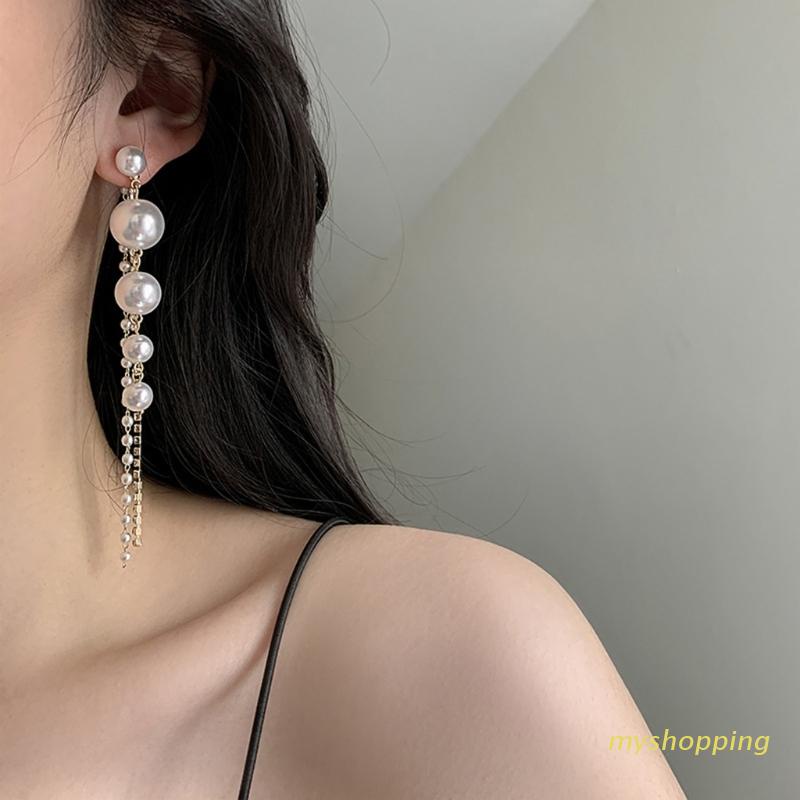 [Hàng mới về] Bông tai dáng dài phối tua rua và ngọc trai giả phong cách boho thời trang cho nữ
