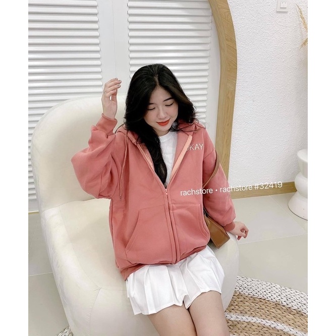 [Mã SKAMCLU7 giảm 10% tối đa 50K đơn 0Đ] [RÁCH STORE] Áo Khoác Nỉ Bông Thêu Chữ OKAY 1054 | BigBuy360 - bigbuy360.vn