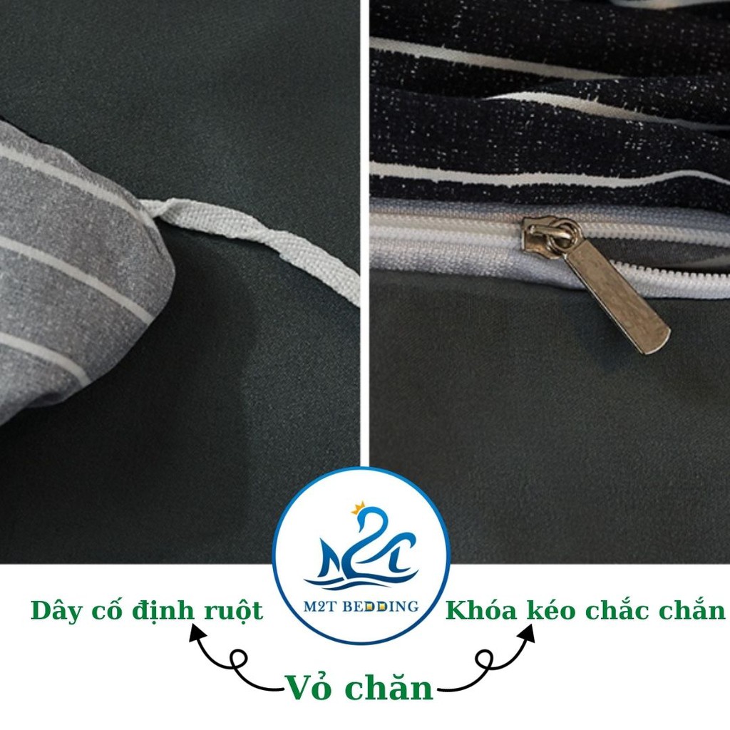 Bộ chăn ga gối Cotton Tici kẻ M2T Bedding chăn ga Hàn Quốc, vỏ chăn mền, drap giường và 2 vỏ gối | BigBuy360 - bigbuy360.vn