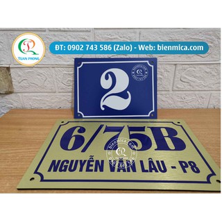 Biển Số Nhà Nhôm Aluminium màu ĐỒNG, INOX Rơi, đập không vỡ (Tặng Kèm Vít Nở hoặc Băng dính Xốp) Bảng số nhà lấy ngay