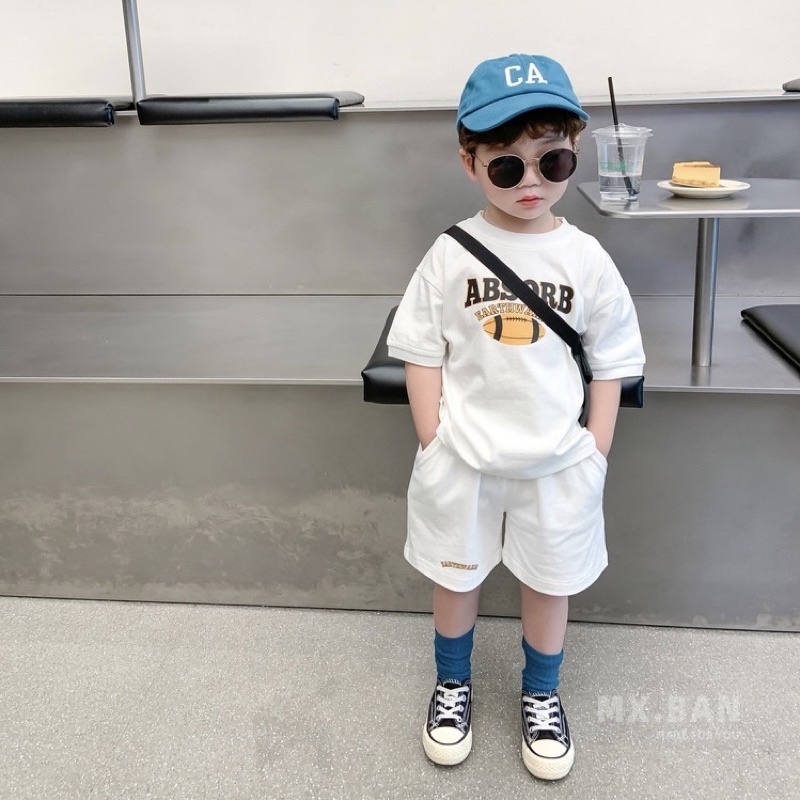Bộ đồ bé trai bóng chày , chất cotton mềm mại an toàn cho da bé