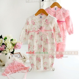 Body hoa hồng kèm mũ tiểu thư bé gái