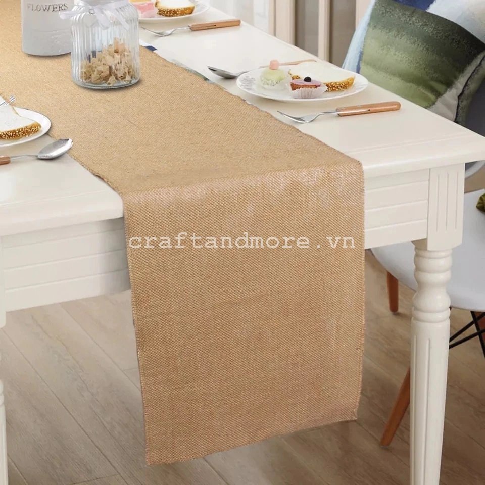 Vải bao bố đay thô nâu dày vintage decor