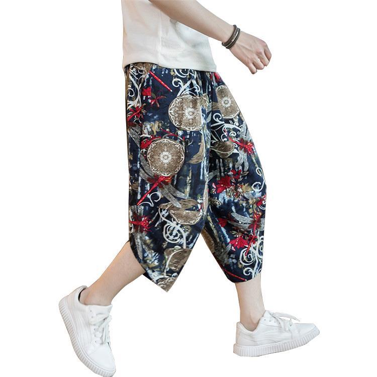 Quần Lửng 7 Tấc Vải Lanh Ôm Dáng Phong Cách Trung Hoa Cho Nam