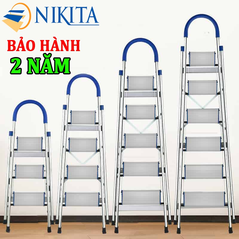 Thang ghế nhôm tay vịn gia đình 4,5,6,7 bậc Nikita DL04,DL05,DL06,DL07