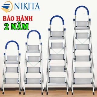 Thang ghế nhôm tay vịn gia đình 4,5,6,7 bậc Nikita DL04,DL05,DL06,DL07 ( bảo hành 2 năm)