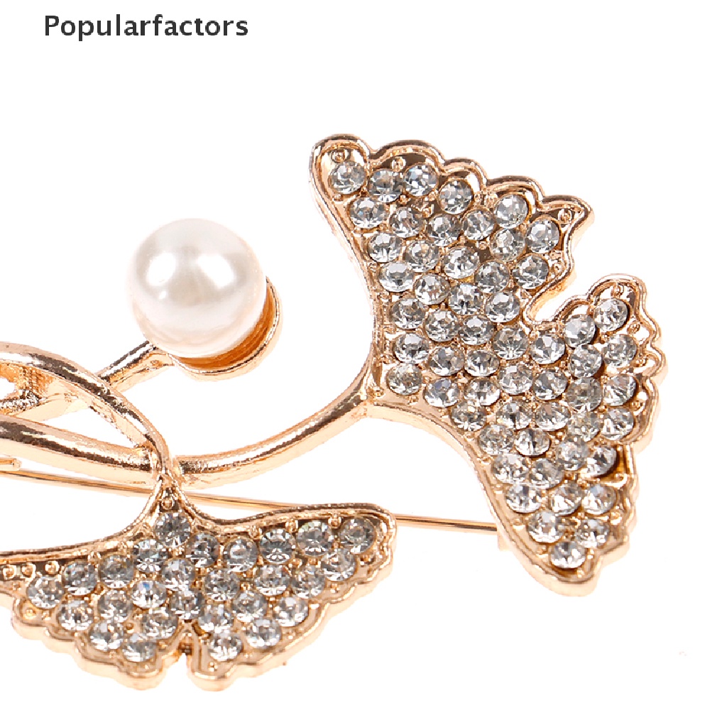 Ghim cài áo hình lá đính ngọc trai nhân tạo thời trang