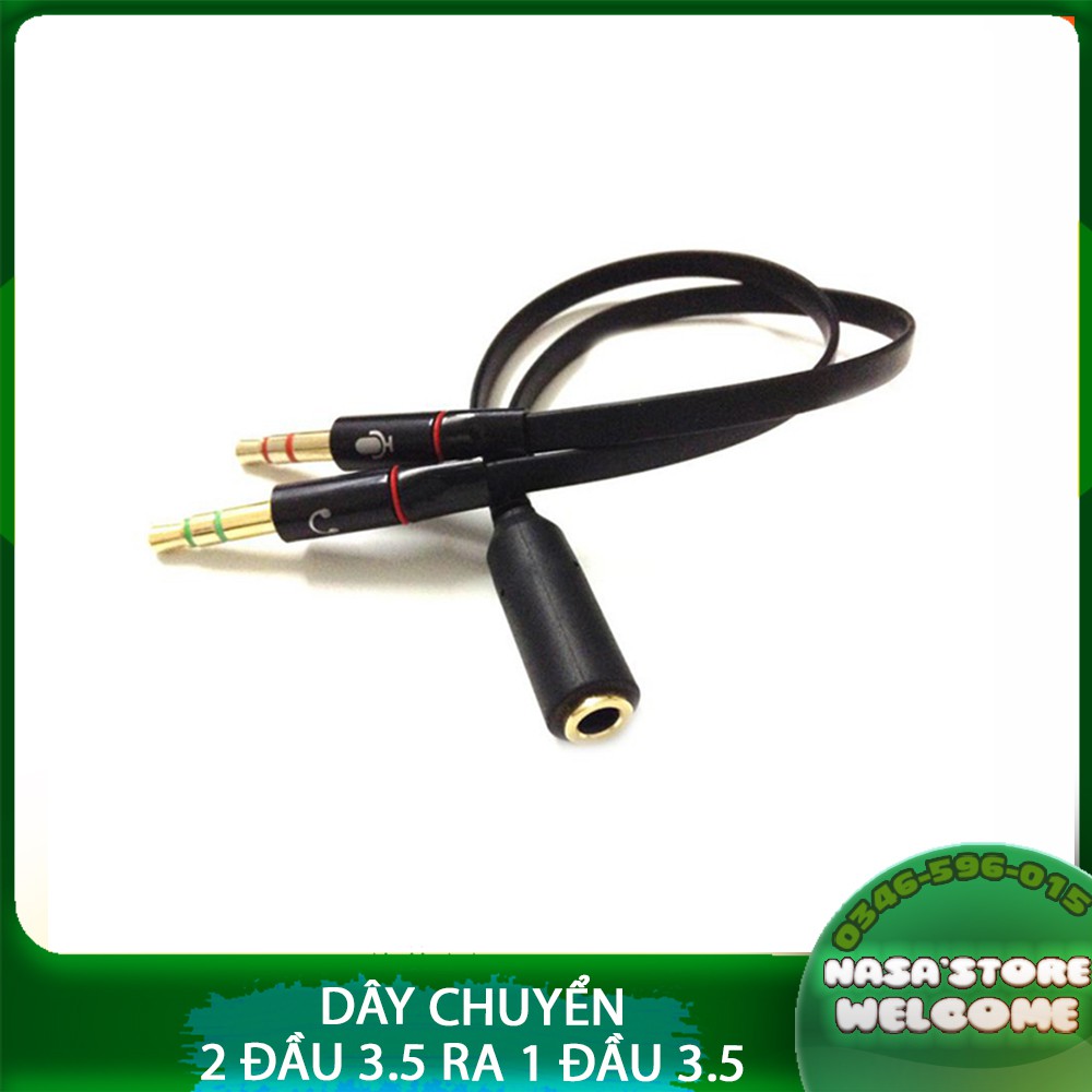 DÂY chuyển 2 đầu 3.5 và Micro ra 1 đầu 3.5 cho PC laptop