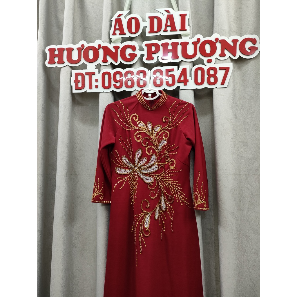 ÁO DÀI TRUNG NIÊN LỤA ĐỎ SAKE CAO CẤP