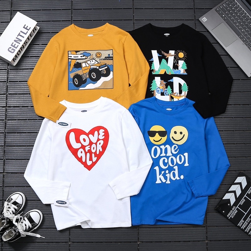 Áo phông dài tay bé trai 100% cotton xuất dư xịn đét cho bé 4-18 tuổi.