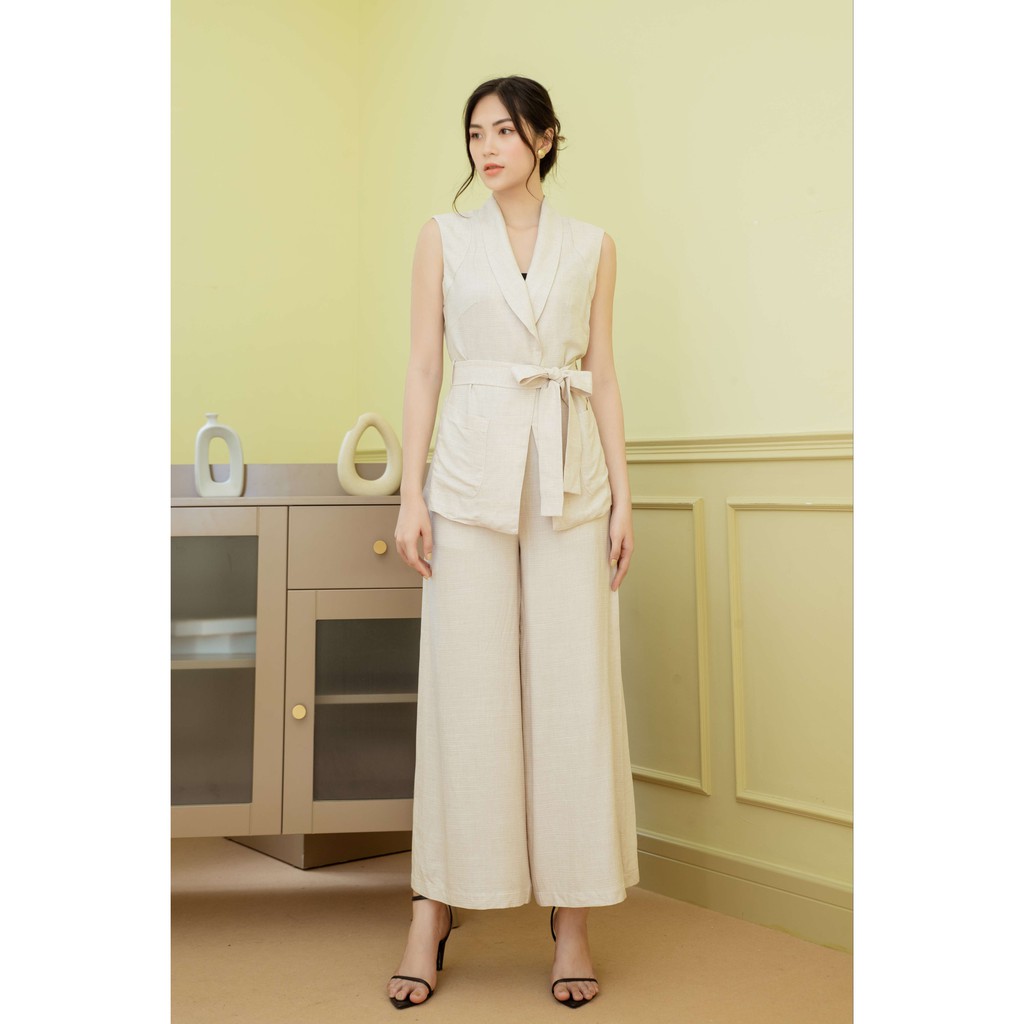Quần công sở ống rộng VANIA - Q2132BE lưng thun beige